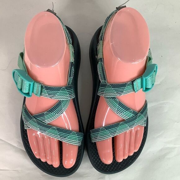 Chaco Webbing Comfort Multicolor Green Strip Strap Children Sandal Shoes Sz C3” - Picture 7 of 11